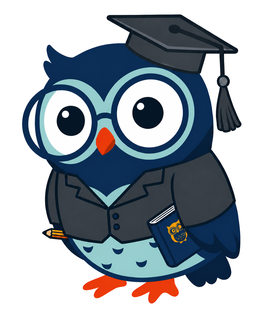 Full body TeachingBuddy graduation owl mascot